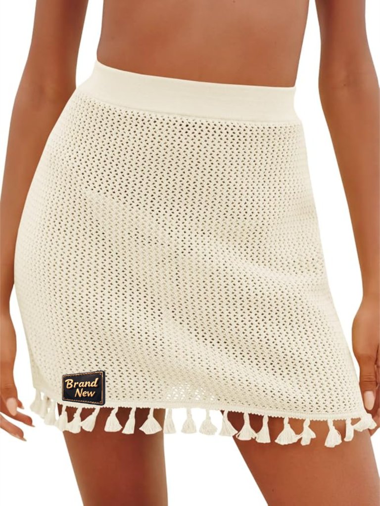 Crochet Tassel Knit Swim Cover Up Mini Skirt